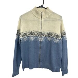 Sonoma Fair Isle Full Zip Cardigan‎ Sweater Cozy Winter Nordic Knit M